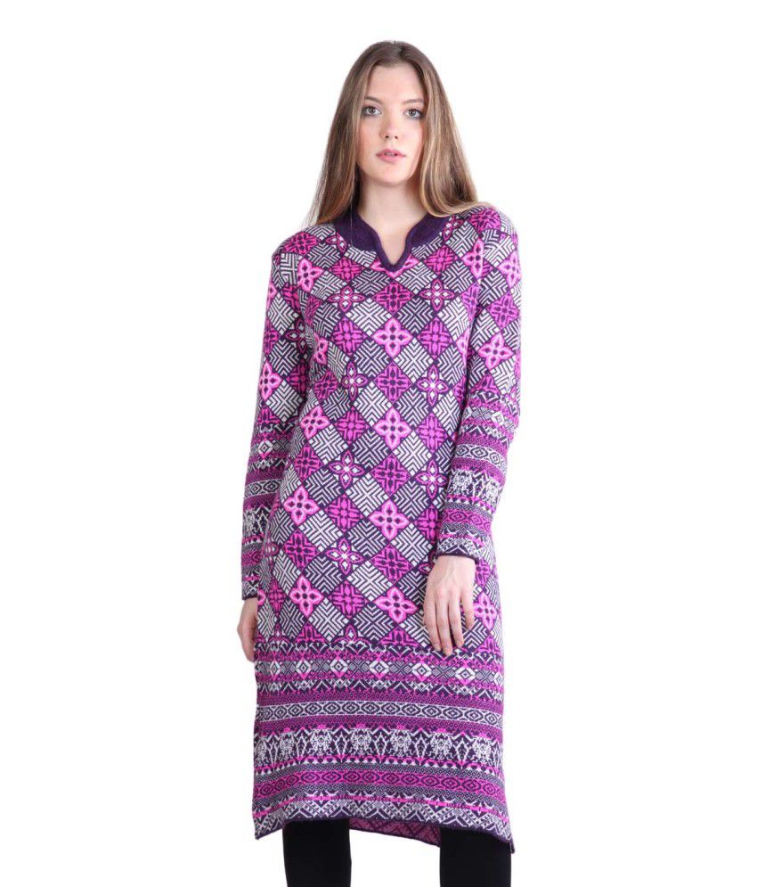 Buy Cayman Navy & Beige Wool Printed Straight Kurta for Women Online @ Tata  CLiQ